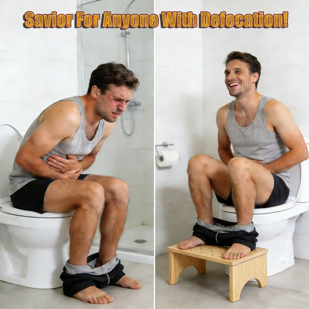 Toilet Stool Foldable Bamboo Squatting Stool ¨C Ergonomic 7-Inch Height for Natural Constipation Relief | Collapsible Non-Slip Bathroom Footstool for Space Saving, Travel & Easy Storage