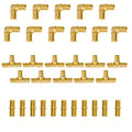 PEX Fittings Set 33pcs 1/2 Inch - Lead-Free Brass Crimp PEX B Fittings, 11 Each Elbow Tee Coupling, ASTM F1807 NSF/ANSI 61 Certified, Corrosion Resistant for Hot Cold Water Plumbing