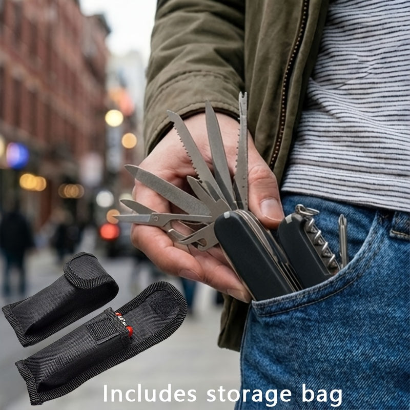 Multitool Pocket Knife 17-in-1 ¨C Includes Screwdriver, Pliers, Scissors, Bottle Opener & More, Portable Multi-Tool for Camping, Hiking, Emergencies & Everyday Carry, Gift for Men