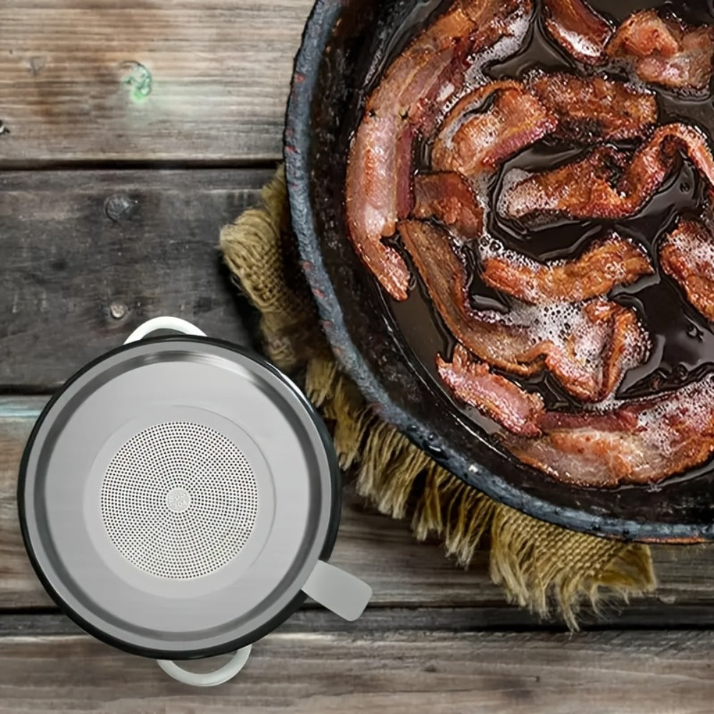 Bacon Grease Container with Lid, Large Capacity Grease Storage Can with Heat-Resistant Filter, Silicone Spatula & Cleaning Sponge Set, Flip-Top Oil Holder for Kitchen Household Use