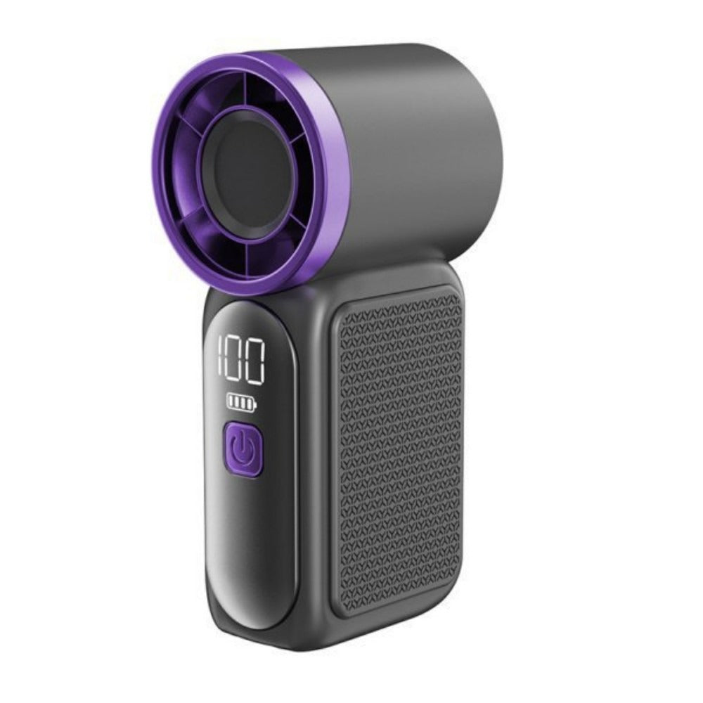 Turbine Fan Mini Handheld High Speed 100-Speed Wind Cannon USB Rechargeable Portable Outdoor Cooling Fan Compact Personal Fan for Travel Camping Sports