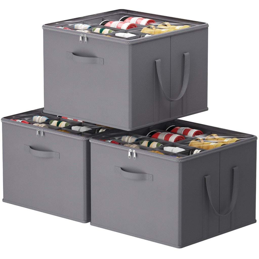 Shoe Storage Organizer with Clear Cover ¨C Foldable Shoe Box for Closet, Fits 12-16 Pairs, Reinforced Handles, Dust-Proof Non-Woven Fabric, Space-Saving Stackable Design for Boots Heels Sneakers, 1/2/3 Pack