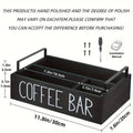 Coffee Bar Organizer Wooden Farmhouse Style - Rustic COFFEE BAR Sign Storage Tray for Pods Sugar Creamer Accessories, Waterproof Rectangular Countertop Organizer for Kitchen Coffee Station Decor