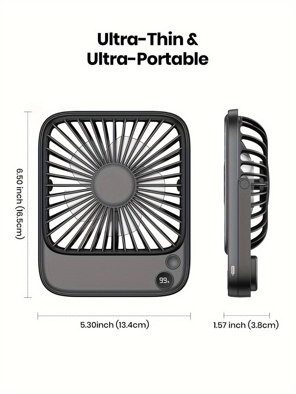USB Desk Fan Battery Operated | 2000mAh & 5000mAh Rechargeable Mini Personal Fan, 4-Speed Adjustable, 180¡ã Tilt & Foldable, Ultra-Quiet Strong Airflow for Office, Bedroom & Desktop Use ¨C Black, Pink, White