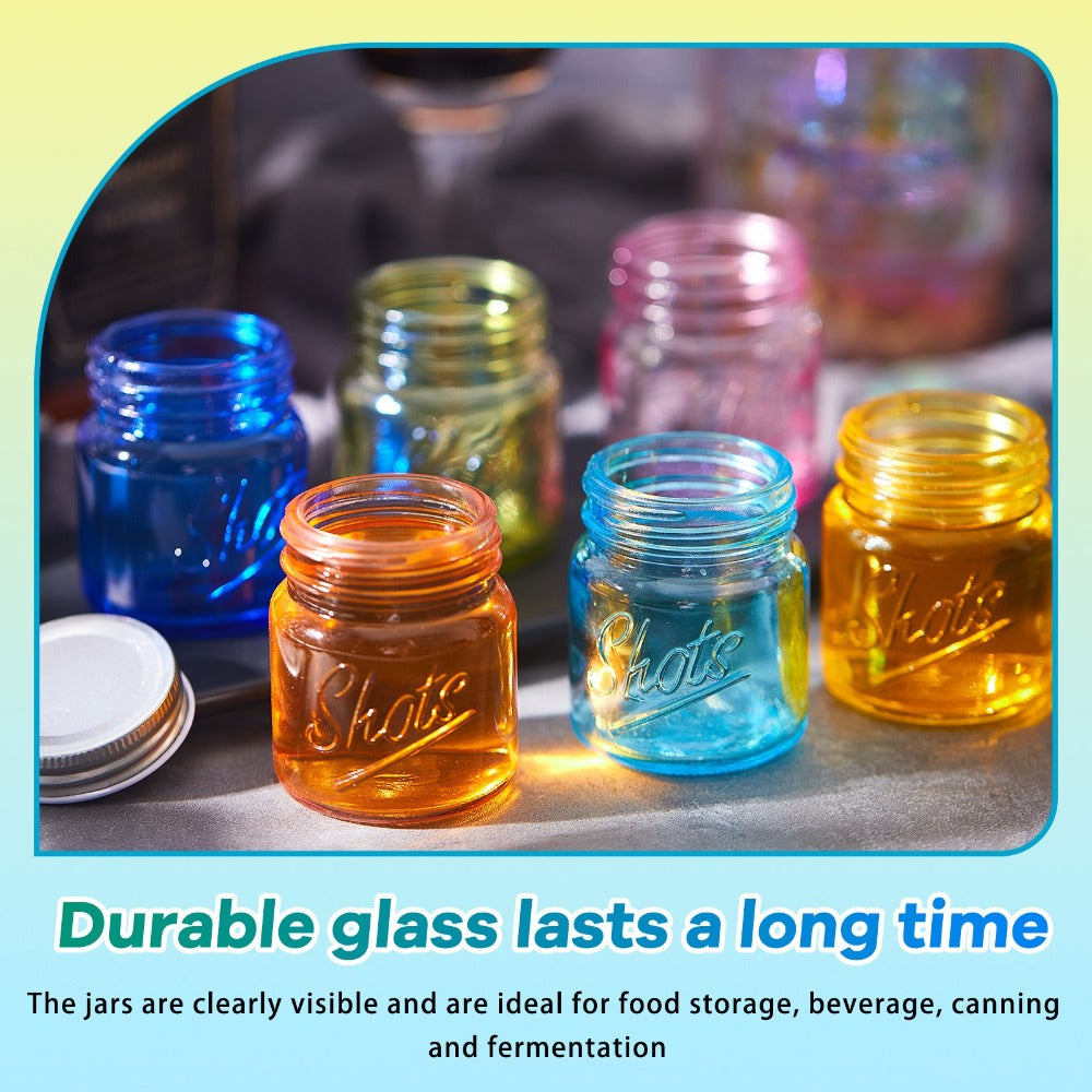 Mason Jar Shot Glasses 36 Pcs with Lids ¨C 2 Oz Dishwasher Safe Mini Shooter Glasses ¨C Perfect for Wedding Party Favors, Home Bar, Desserts, Halloween & Christmas Gift ¨C Fresh Color