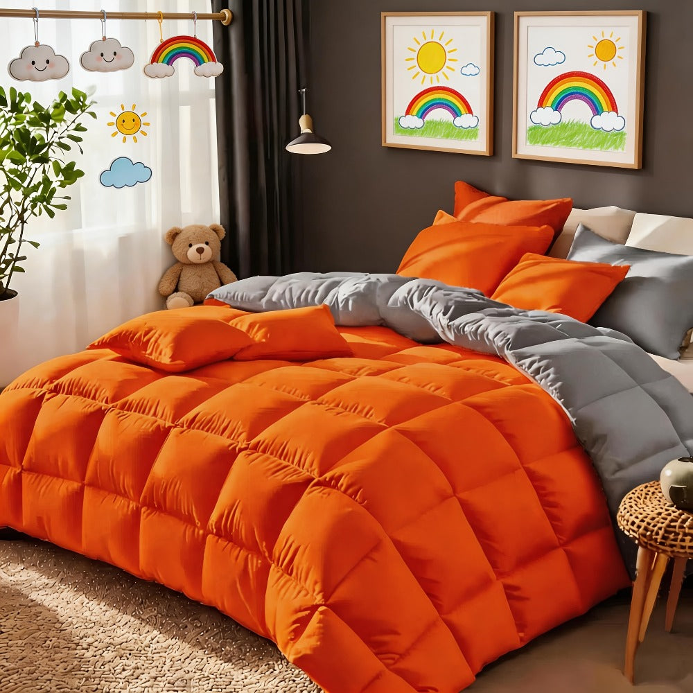 Comforter Set 7 Piece Bed in a Bag Full Queen King Soft Satin-Like Fabric with Fitted Sheet Flat Sheet Pillowcases Breathable Bedding Set for Bedroom Hotel