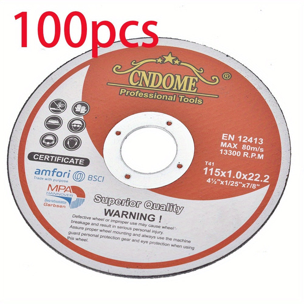 Cut-Off Wheels 100-Pack 4-1/2 Inch Aluminum Oxide Cutting Discs - 0.040¡± Thin Kerf, 7/8¡± Arbor, 13300 RPM for Angle Grinder, Metal, Stainless Steel & Steel Cutting, A60TBF Grade Bulk Set