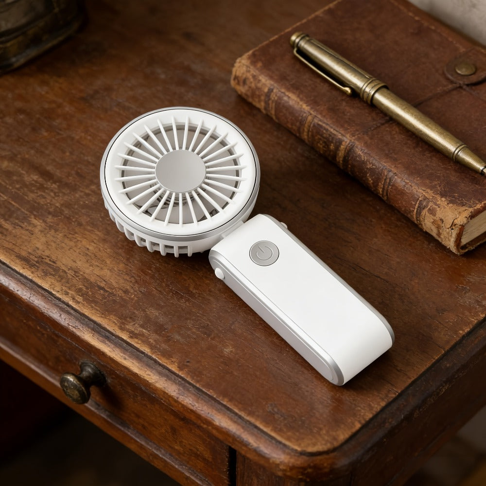 Handheld & Standing Fan Rechargeable USB | 3-Speed Portable Mini Fan, Foldable Dual-Mode Design for Travel, Office & Outdoor Use ¨C Perfect Summer Gift for Women & Girls, White & Blue, 1pc & 2pcs