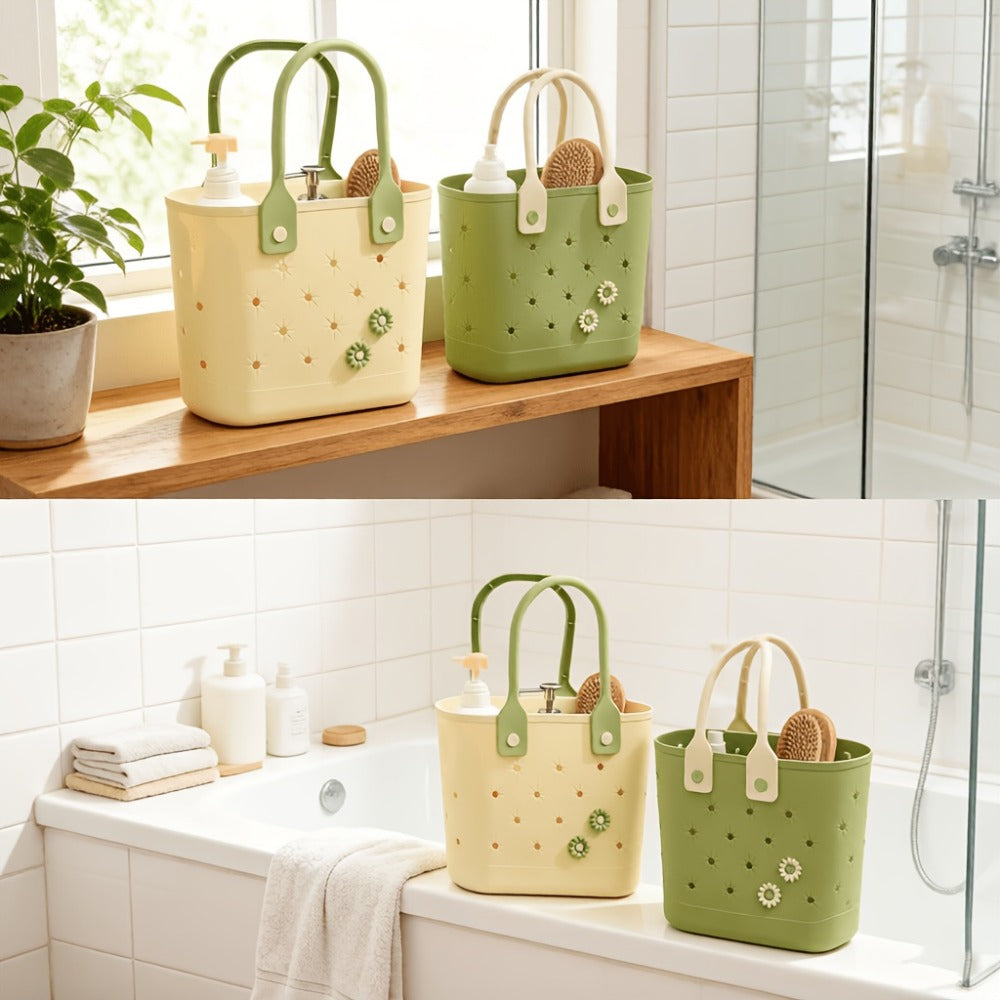 Shower Caddy Basket with Handles - Large Mesh Waterproof Bath Organizer Drainable Sand Water Resistant for Beach Bathroom Dorm College Toiletries Storage Portable Travel Caddy Tote Bag