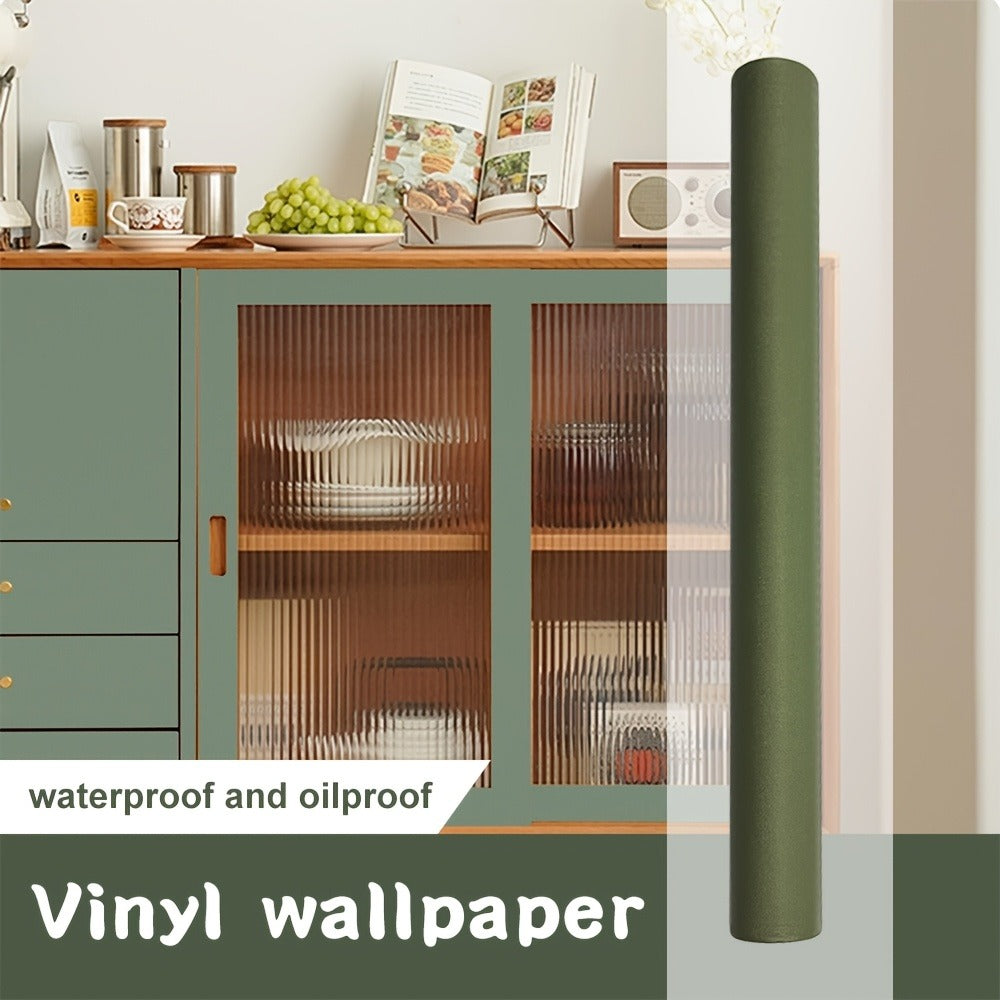 Peel and Stick Wallpaper Textured Matcha Green | Self-Adhesive Contact Paper 23.62¡±x118.1¡± Roll | Removable Wall Covering for Kitchen Bathroom Living Room Bedroom Decor