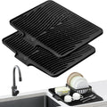 Silicone Dish Drying Mat Large 34.5x19in Slope Drain Design Kitchen Counter Drying Pad for Dishes Utensils & Countertop ¨C Heat Resistant Non-Slip Draining Mat