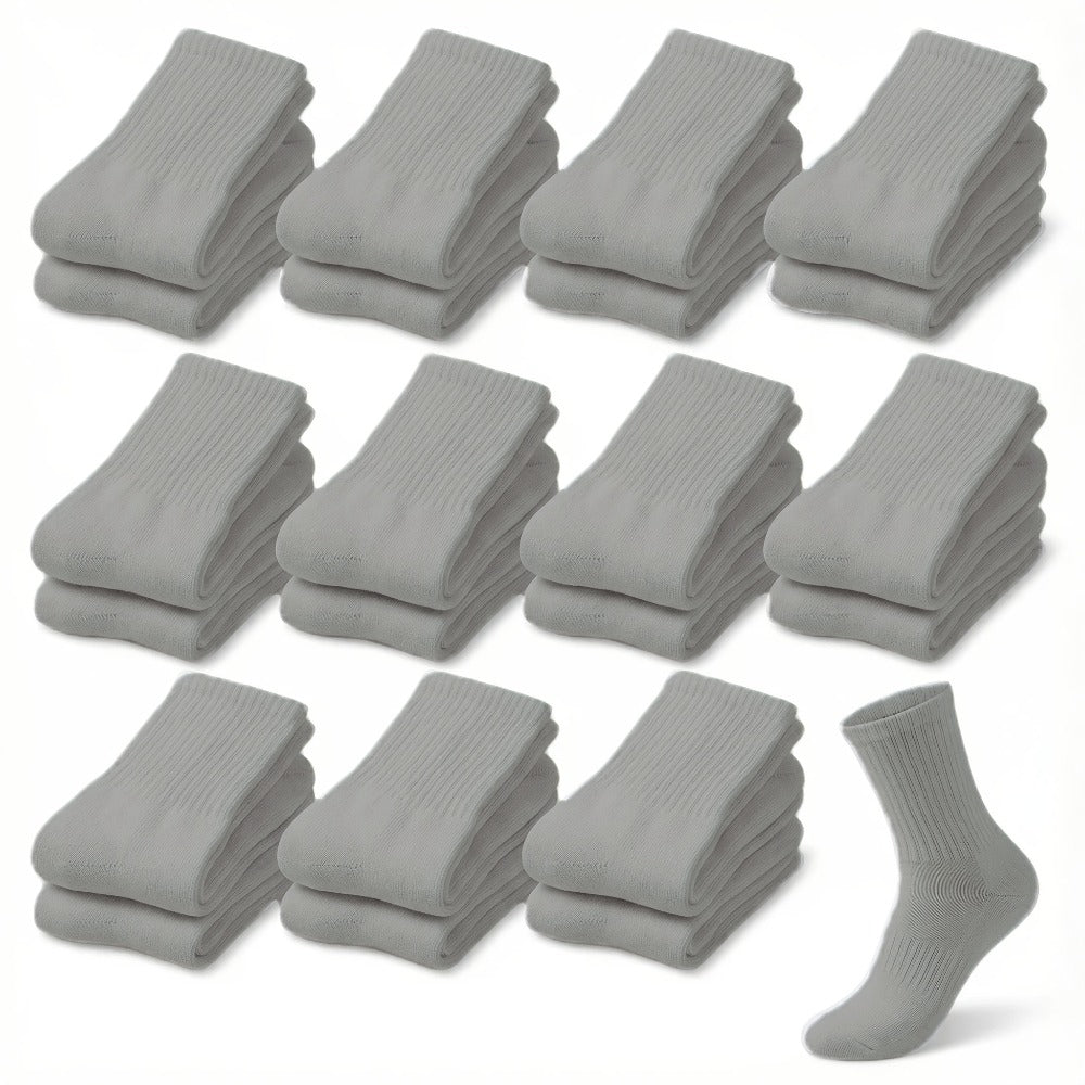 Multicolor Diabetic Crew Socks 12 Pairs Cotton Non-Binding Neuropathy Seamless Cushioned Loose Fit for Men Women Sensitive Feet Edema White Black Grey Size 9-11 10-13