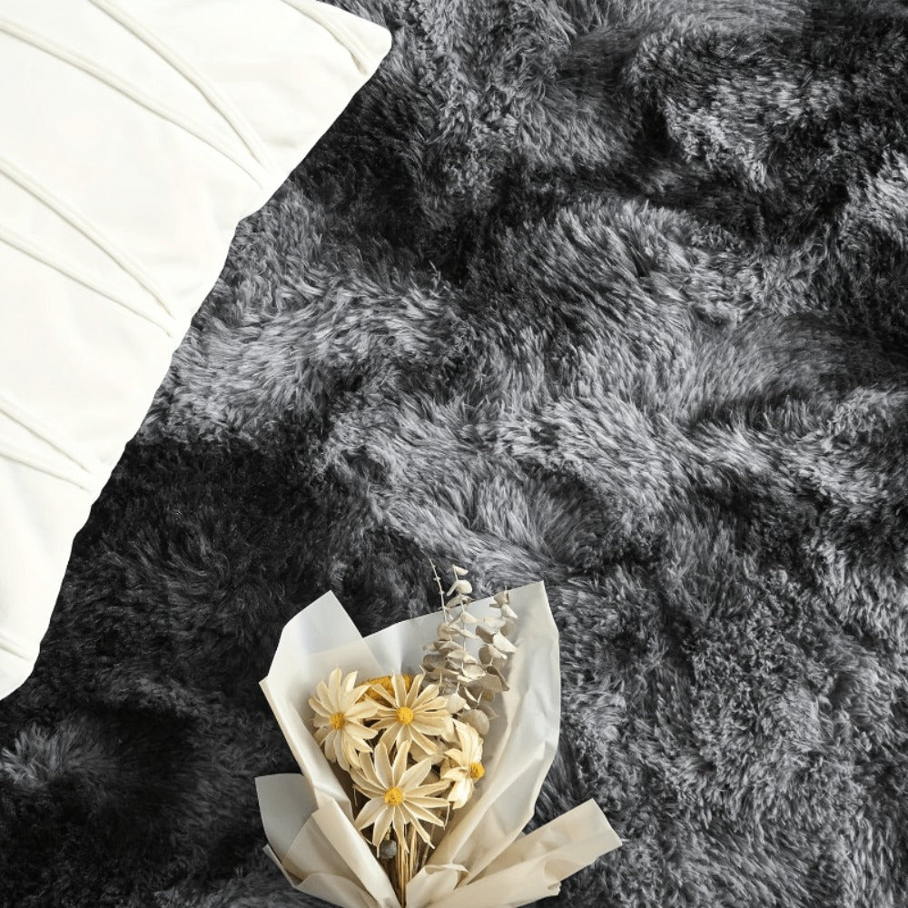 Tie-Dye Knotted Fluffy Mat Super Soft Thickened ¨C Cozy Indoor Area Rug for Living Room, Bedroom & Office, Stylish Floor Covering 15.74x47.24 in ¨C Dark Gray, Light Grey, Pink, White, Purple