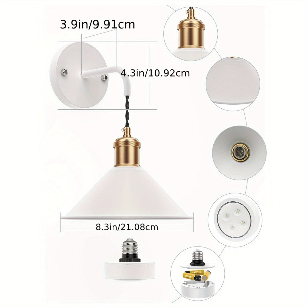 Battery Operated Wall Sconce Set of 2 ¨C RGB Wireless Wall Light, Dimmable with Remote Control, 13 Scene Modes, Timer & Memory Function, No Wiring for Bedroom Living Room Hallway (Black / White)