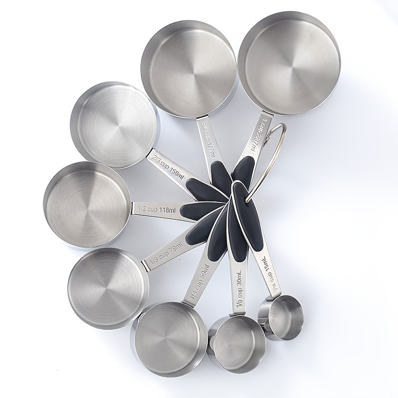 Measuring Cups and Spoons Set Stainless Steel, 8 or 17-Piece Stackable Baking Measuring Cup Set with Soft Handle for Wet and Dry Ingredients, Kitchen Baking Accessories, Black or Colorful