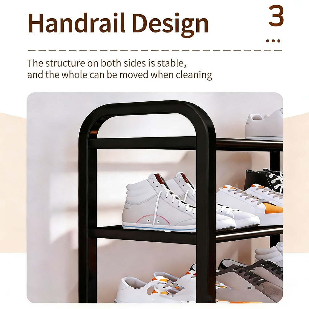 5 Layer Shoe Rack Space Saving Narrow Design | Floor to Ceiling Shoe Storage Organizer | Durable Entryway Closet Living Room Door Shoe Shelf in White