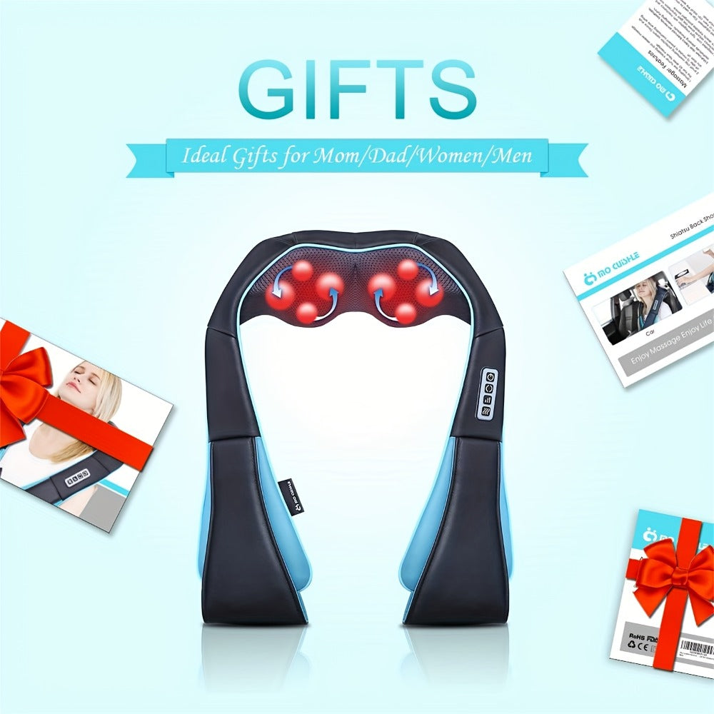 Neck Shoulder Massager with Heat ¨C Shiatsu Deep Kneading Massage Pillow for Back, Waist & Muscle Pain Relief, Portable Electric Massager, Perfect Gift for Wife, Husband, Parents & Office Workers