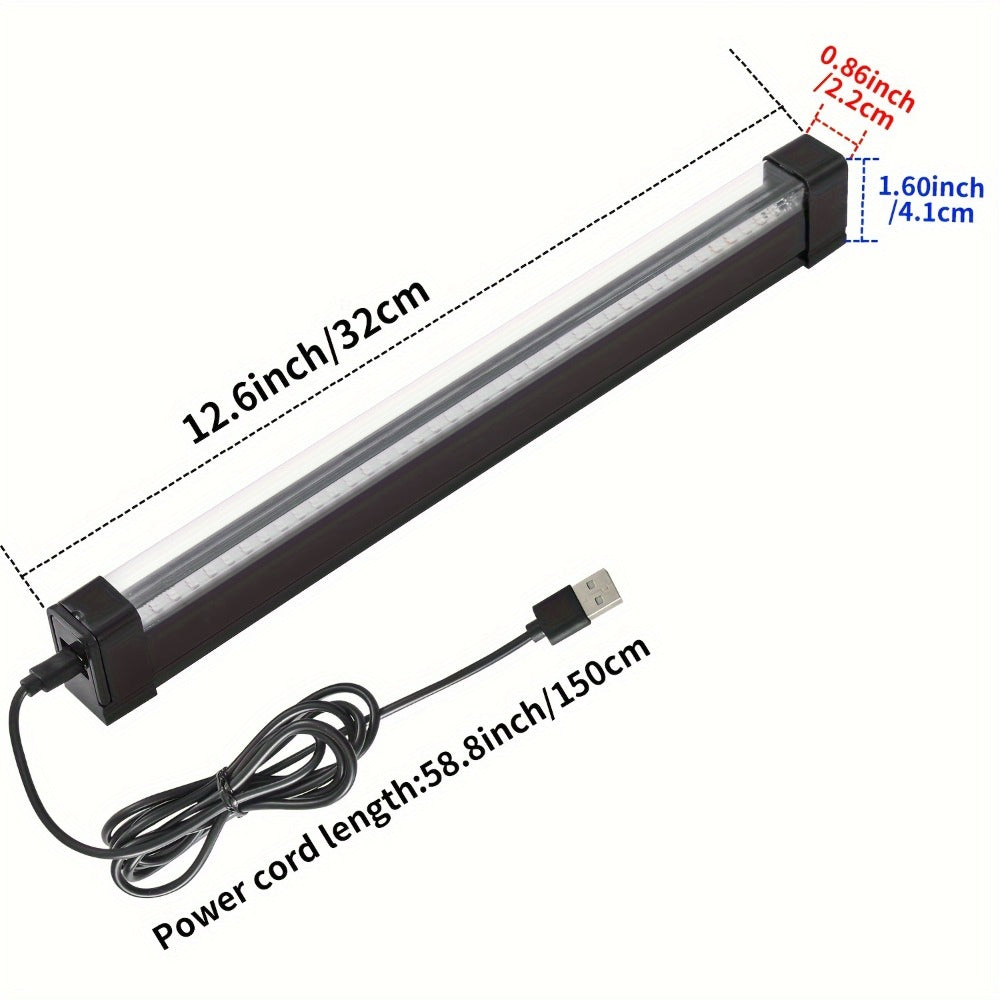 UV Black Light Strip USB LED ¨C 32cm / 12.6ft Portable Magnetic Black Light Tube for Halloween Party, Fluorescent Tapestry, Body Paint, Posters, Christmas & Cabinet Lighting (3-Pack / 4-Pack)