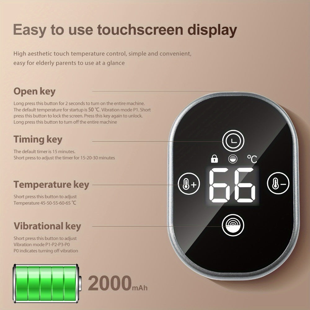 Electric Heated Knee Massager 3-in-1, Vibrating Heating Pad for Knee Shoulder Elbow, 5 Temperature Settings 45-65¡ãC, 3-Speed Massage, Wireless Wearable Pain Relief Wrap
