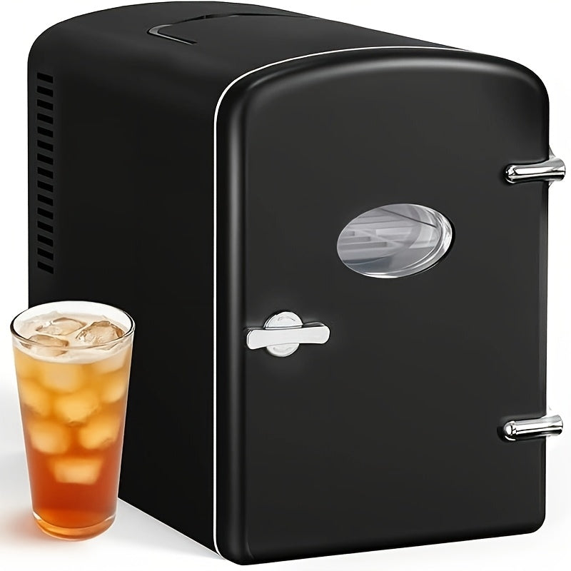 Mini Fridge Portable Cooler & Warmer 9-Can 1.59 Gal with Window ¨C Compact Skincare Refrigerator & Beverage Cooler with Cooling and Heating Function for Bedroom Office Car Travel Dorm Room
