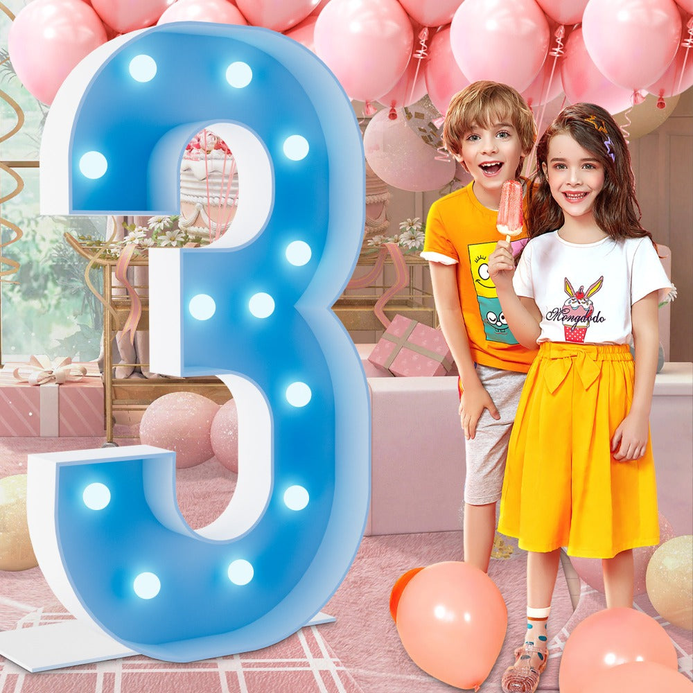 Marquee Number Lights 4 Feet Tall LED Light Up Numbers 0-9 20 for Birthday Party Anniversary Graduation Decoration 11 Colors 3 Flash Modes Foam Board String Lights Included