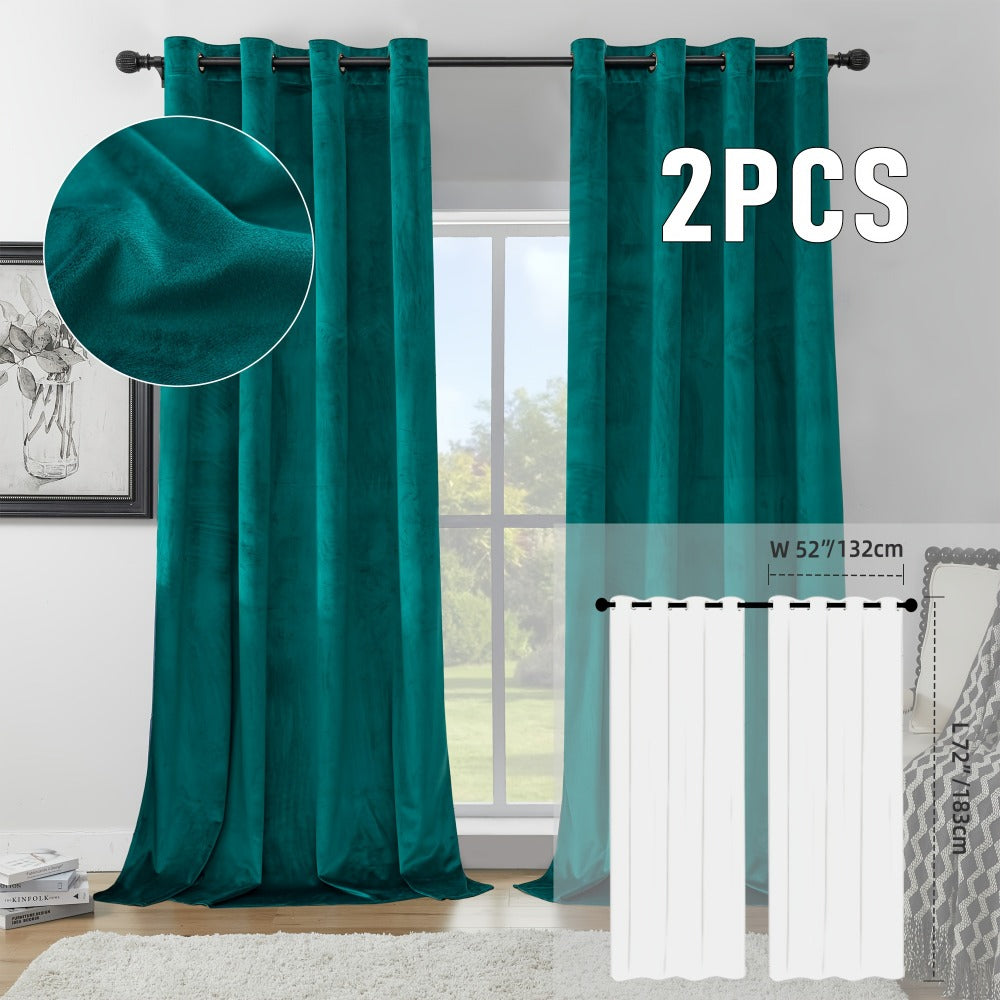 Velvet Room Darkening Curtains 2 Panels | Grommet Top Thermal Insulated Soundproof Blackout Curtains for Living Room Bedroom, Soft Solid Color Vintage Window Drapes