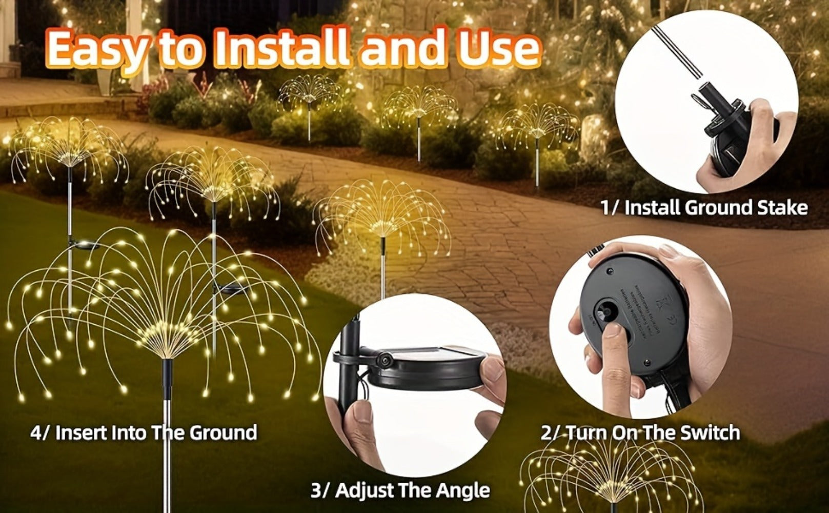 Solar Fireworks Lights Outdoor ¨C 60 to 420 LED Solar Garden Fairy Lights with 8 Modes, Waterproof Copper Wire Sparkler Lights for Garden, Patio, Yard, Pathway & Holiday Decoration
