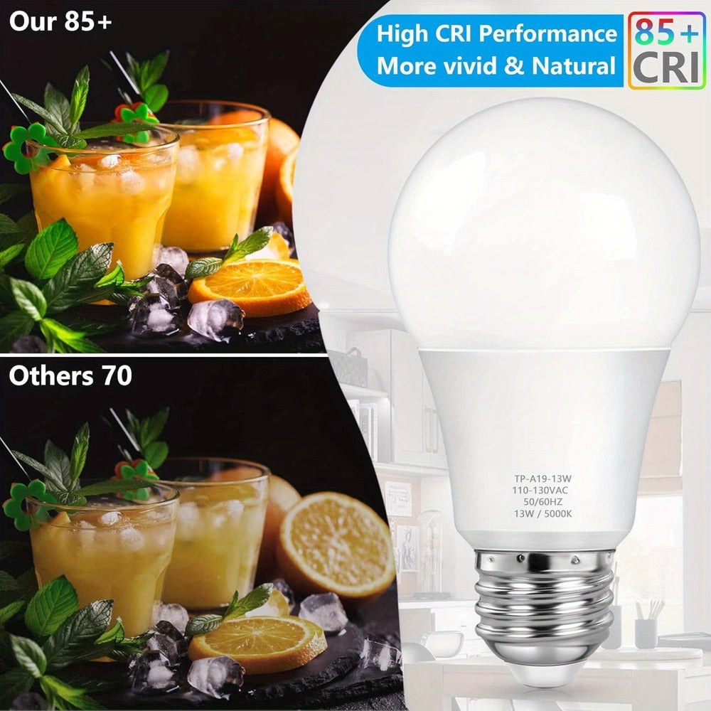 A19 LED Light Bulbs 100W Equivalent, 5000K Daylight White, E26 Base, Non-Dimmable, No Flicker, 1500LM Super Bright ¨C 4/12/24 Pack Bulk LED Bulbs for Home Office Bedroom Living Room