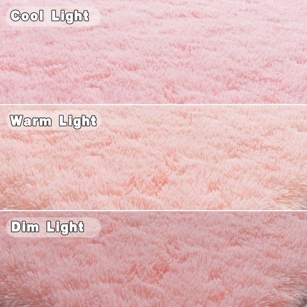 Pink Soft Shaggy Area Rug for Living Room Bedroom Non-Slip Fluffy Carpet Thickened Moisture Resistant Easy Clean Home Decor