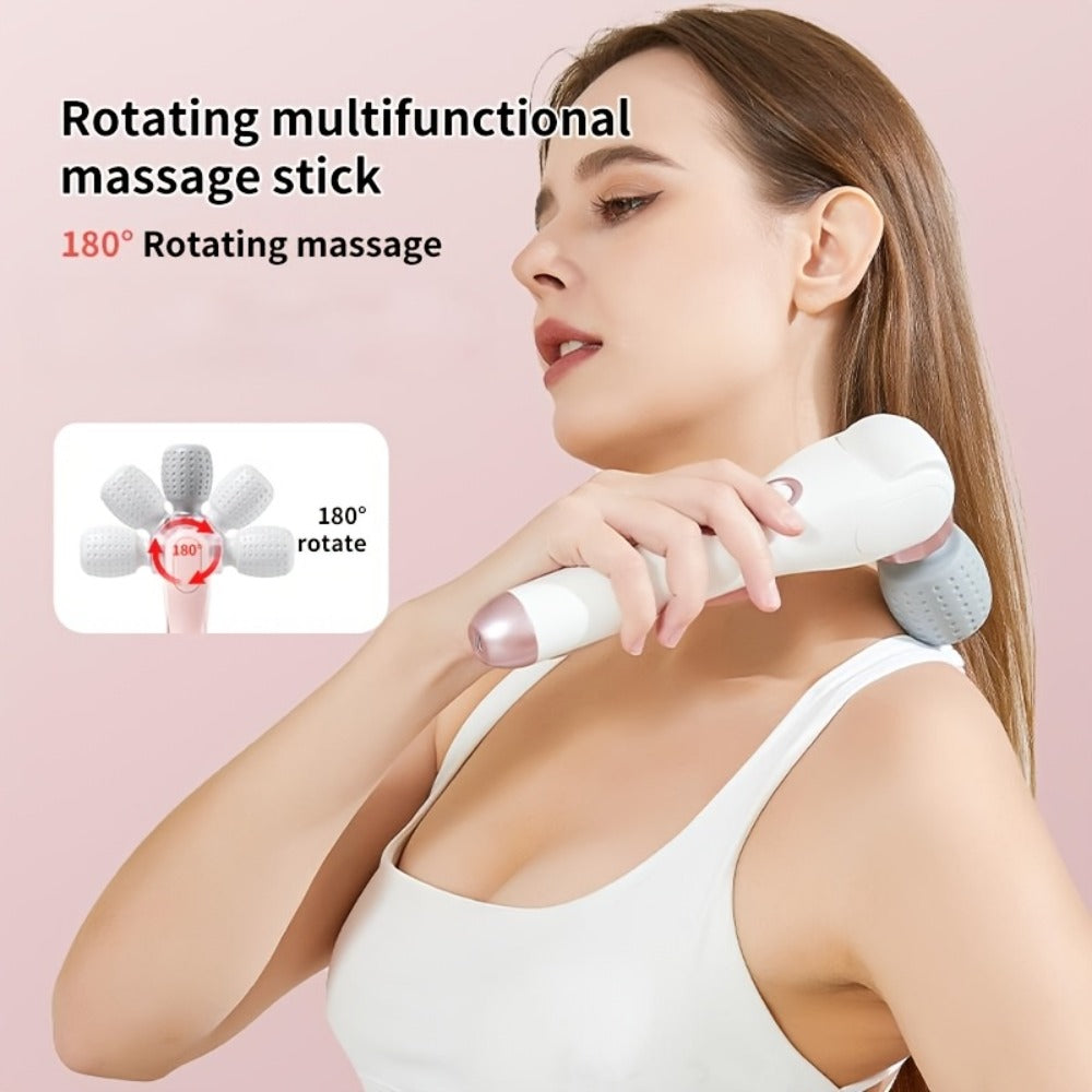 Electric Handheld Massager 180¡ã Foldable Massage Stick | 5-Speed Vibration USB Rechargeable Rotating Head | Full Body Relief Neck Back Shoulder Leg Waist | Portable Cordless Massager Gift for Women Men