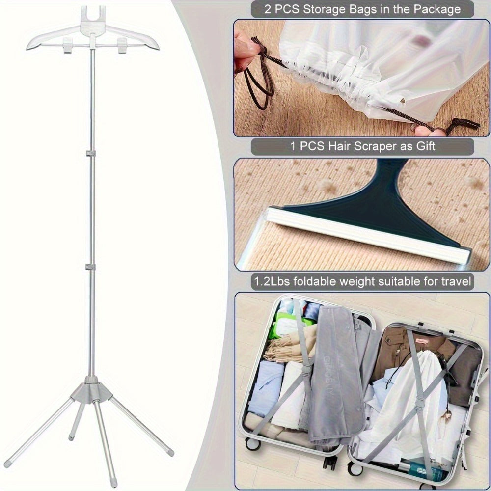 Clothes Drying Rack Foldable Height Adjustable Telescopic Ironing Rack, Aluminum Alloy Garment Rack with 360¡ã Rotating Arm, Multi-Layer Hanging Drying Stand, Space-Saving Laundry Rack for Home Bedroom