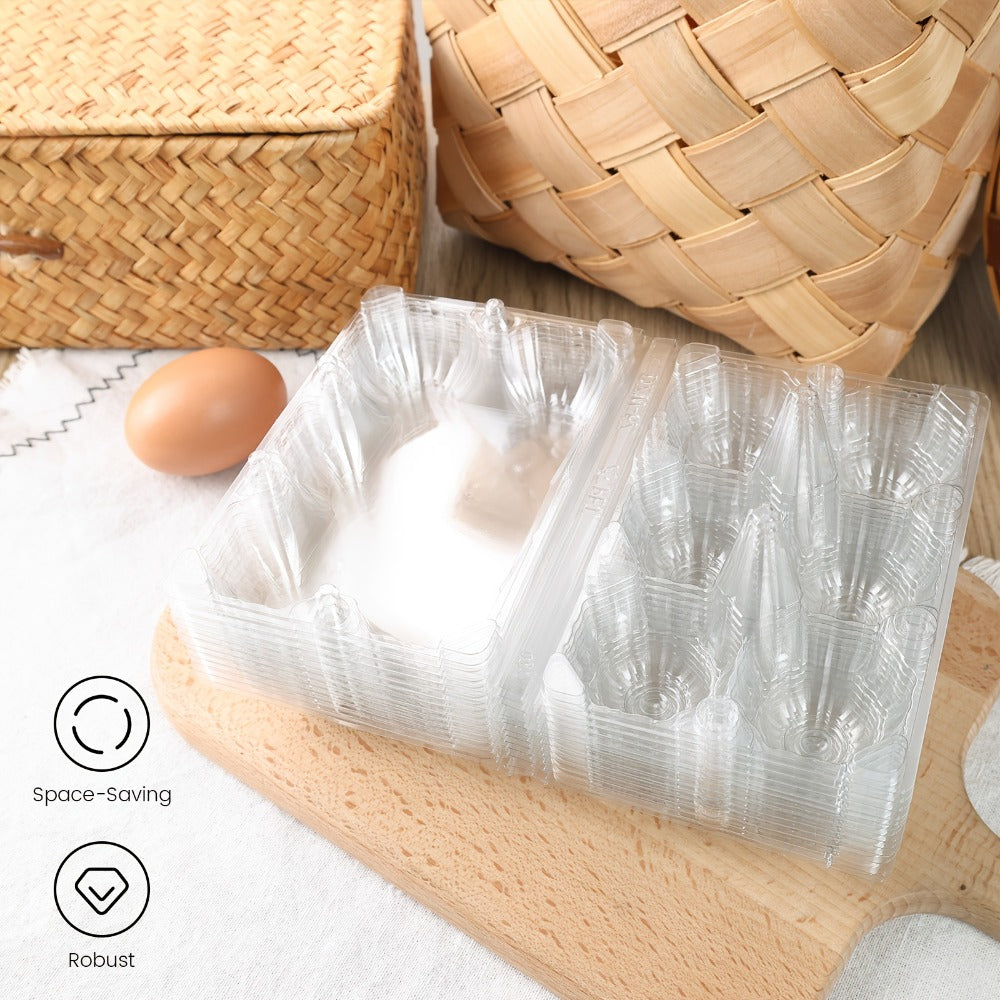 Plastic Egg Cartons, 60 Pack Clear 6-Cavity Reusable Egg Holders with 4 Label Stickers ¨C Bulk Egg Carton Set for Home, Ranch, Chicken Farm, Market Display, Kitchen Storage and Refrigerator