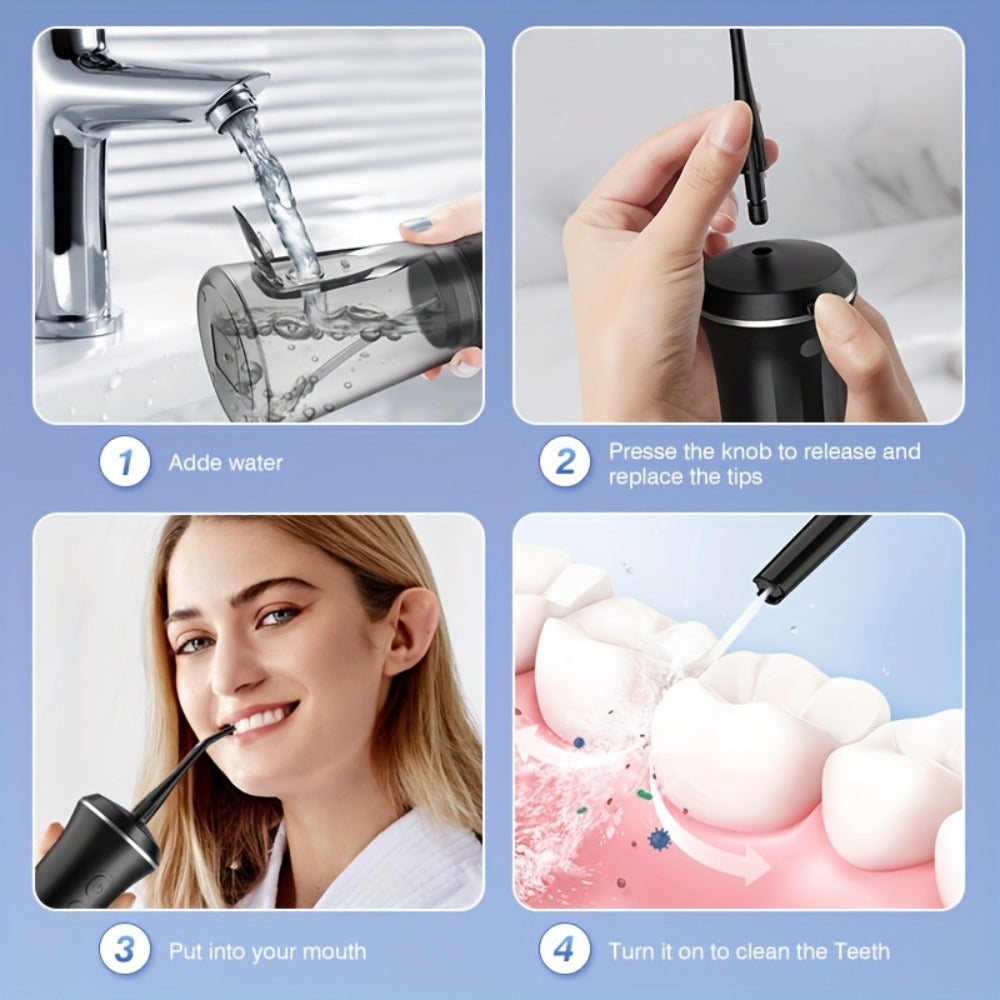 Water Flosser Electric Oral Irrigator 9 Replaceable Nozzles 350mL Tank 20-Day Battery 360¡ã Rotatable Tip Intelligent Pressure Control Deep Teeth Gum Cleaning