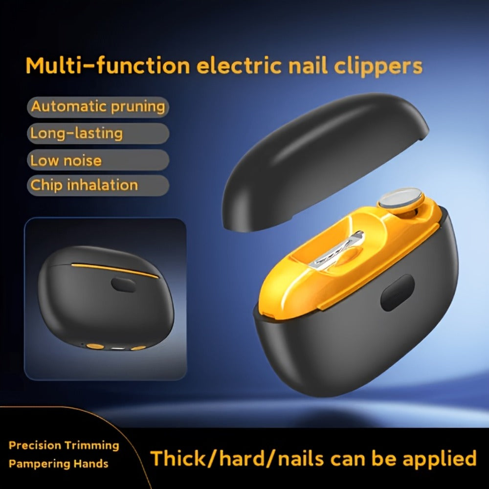 Electric Nail Clipper for Seniors Adults Kids - 4-in-1 Rechargeable Toenail Trimmer with 3 Speeds, LED Light, Nail Debris Collector & Grinding Function