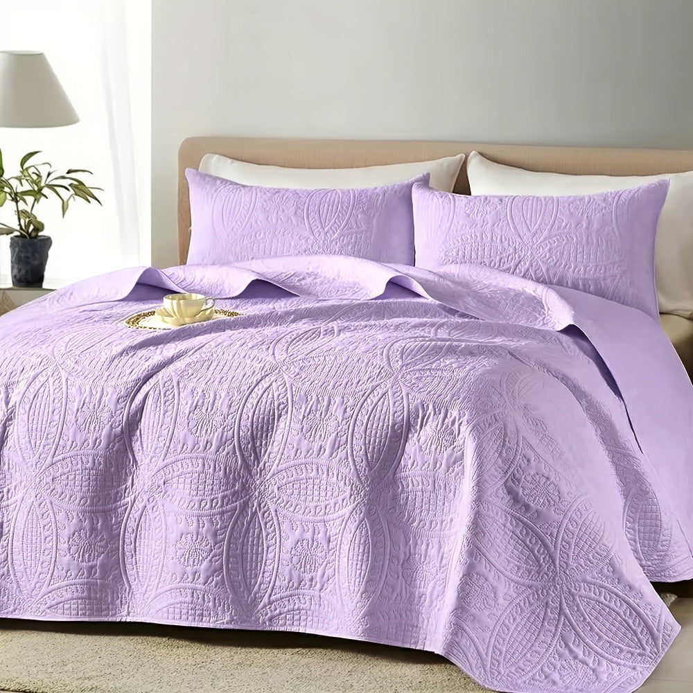 Quilt Coverlet Set 2-3 Piece Lightweight Microfiber Bedspread Coin Pattern Soft Skin-Friendly Anti-Allergy Machine Washable Twin Full Queen King