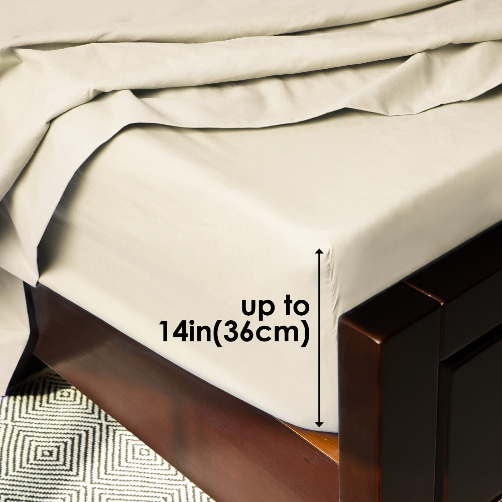 Bed Sheet Set Deep Pocket Soft Microfiber - Fitted Sheet Flat Sheet & Pillowcases Twin Full Queen King - Cooling Breathable Fade Resistant Sheets for Daily Use Dorms Guest Rooms