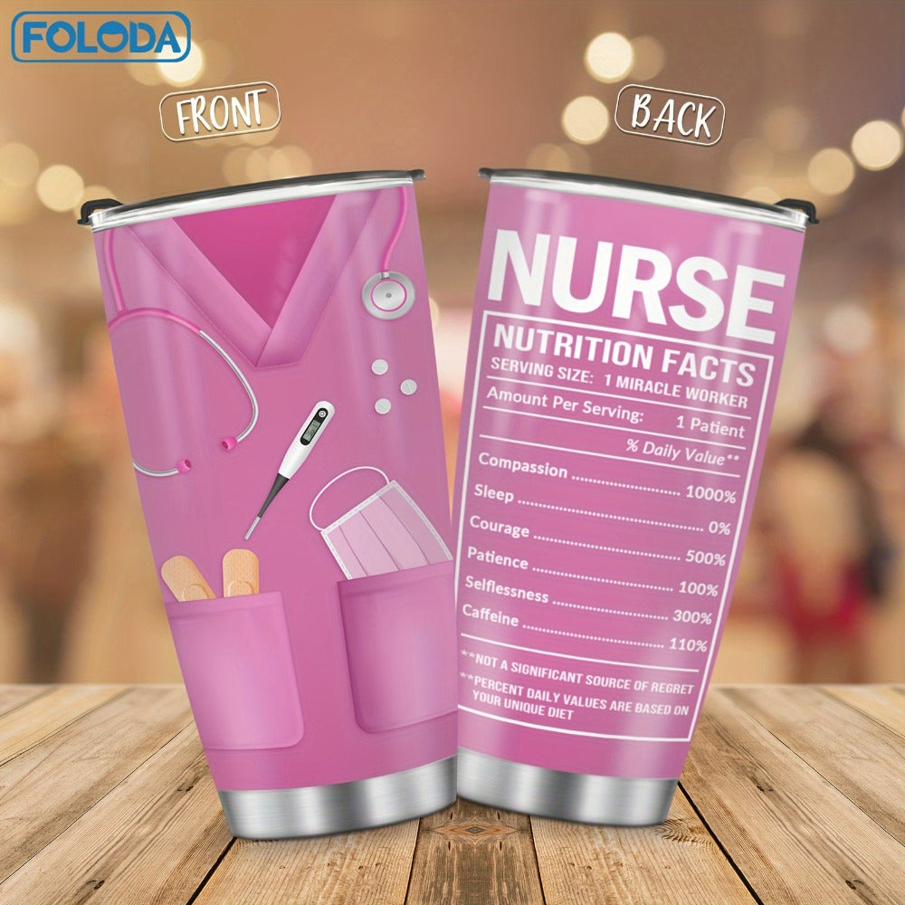 Nurse Tumbler 20oz Stainless Steel Double Wall Vacuum Insulated Travel Mug with Lid Leak-Proof Oval Water Bottle Funny Nurse Design Gift for Nurses Doctors Healthcare Workers Christmas Valentine Appreciation