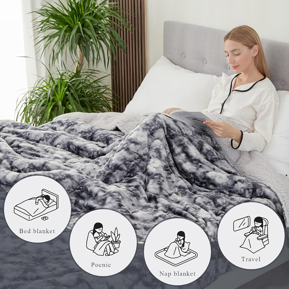 Moire Pattern Flannel Blanket ¨C 200-250gsm Thick Plush Reversible Throw for Sofa & Bed, Soft Cozy Microfiber, 5 Colors, 4 Sizes