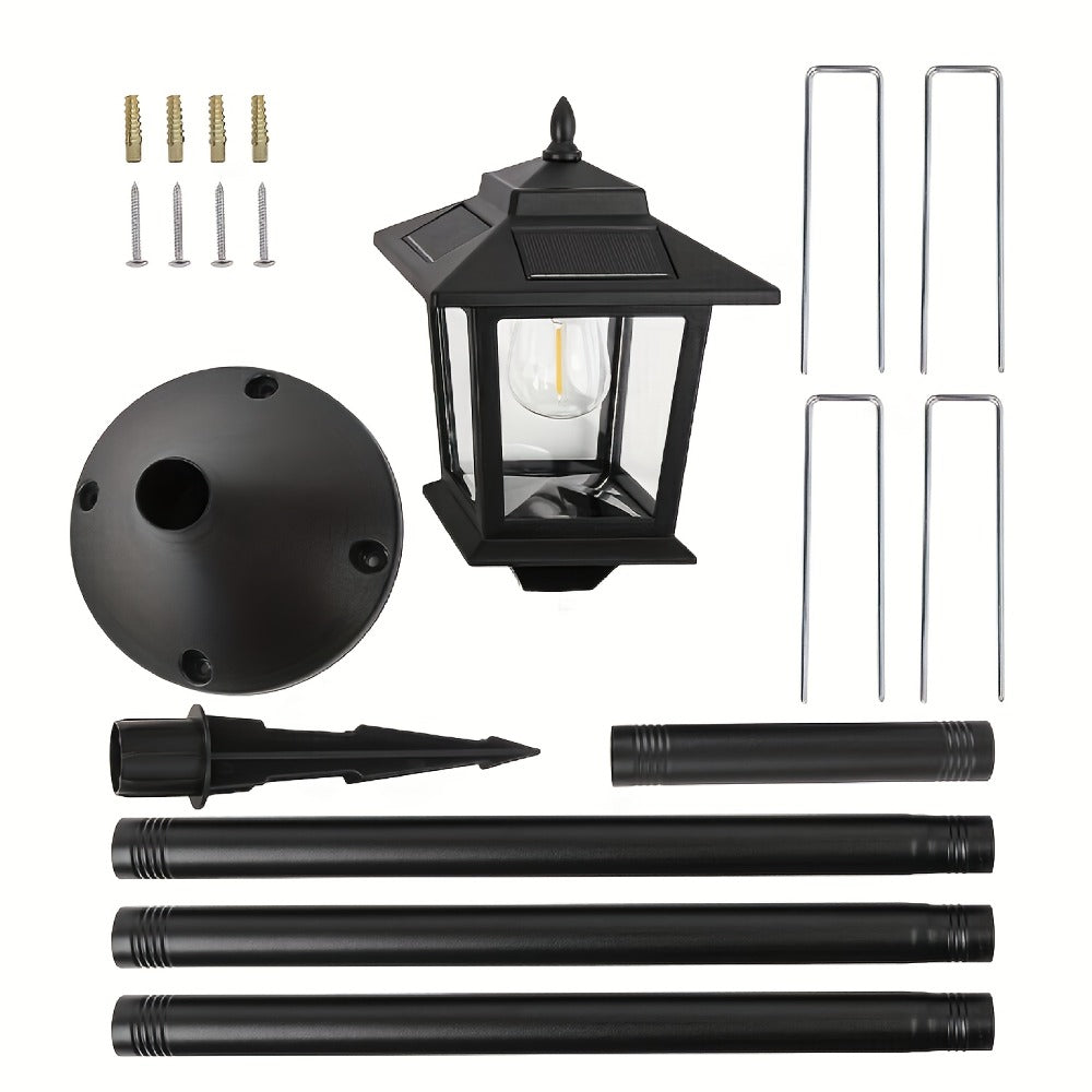 Solar Outdoor Lamp Post Pole Lights 2-Pack Built-in Lithium Battery Auto On Off Waterproof Garden Pathway Yard Porch Driveway Landscape Lighting