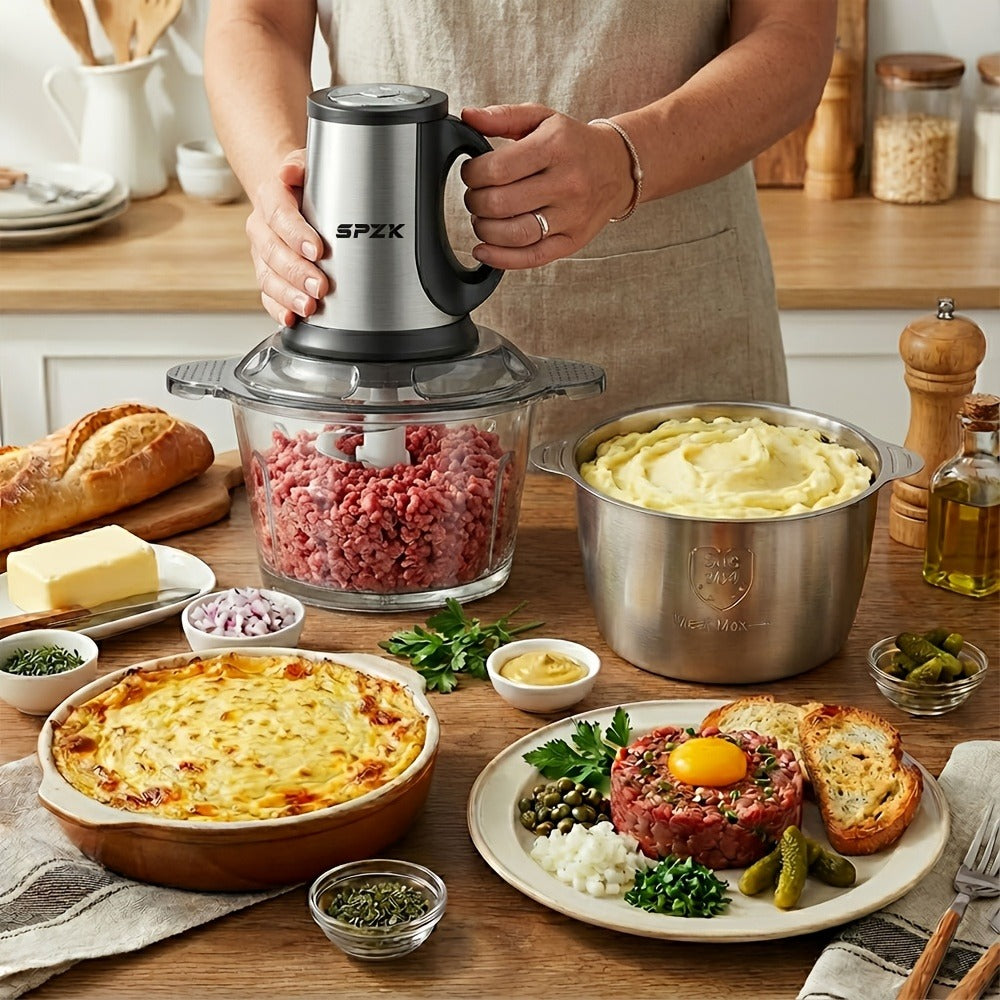 Electric Food Chopper with 2 Bowls & 2 Blades ¨C Multi-Function Food Processor, Meat Grinder & Vegetable Chopper for Meats, Salads, Nuts, Garlic & More