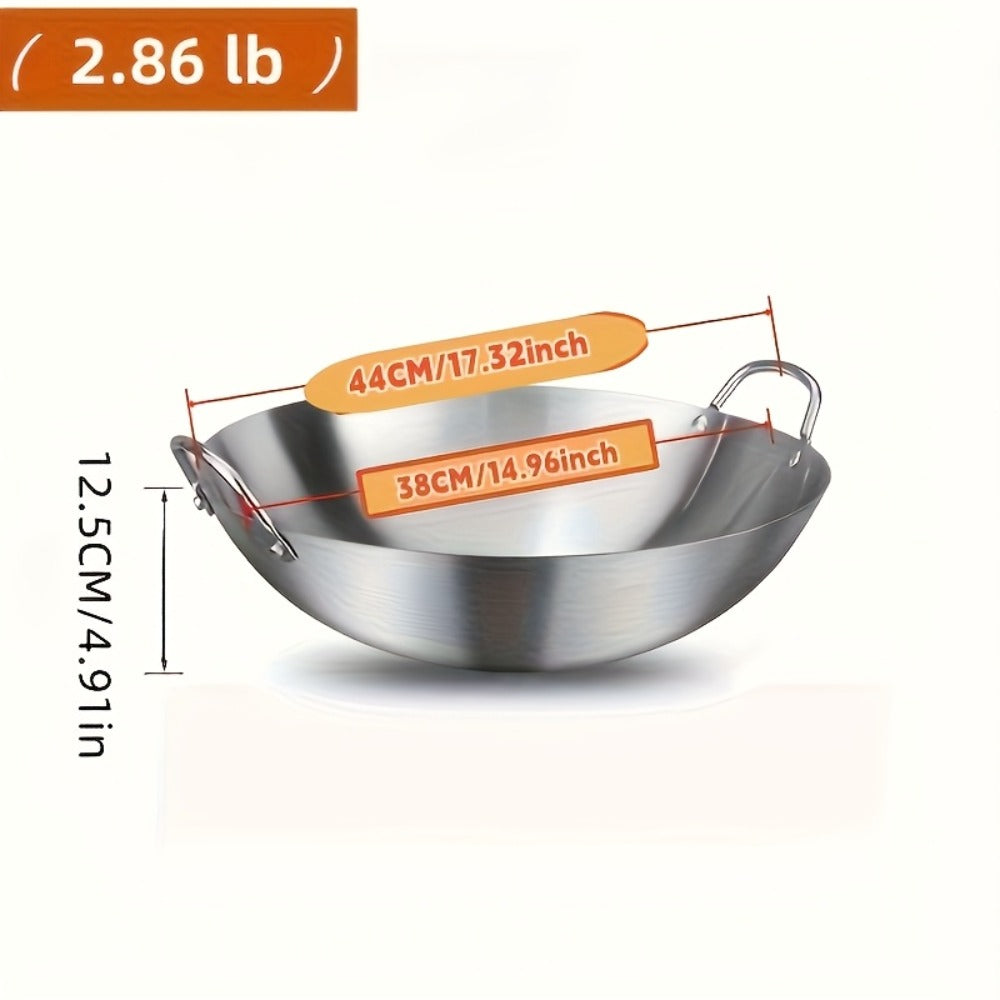 Stainless Steel Wok & Frying Pan ¨C Non-Stick Cooking Surface, Ergonomic Handle, Compatible with Gas, Induction & Electric Stovetops, Extra Thick & Deep, Easy to Clean