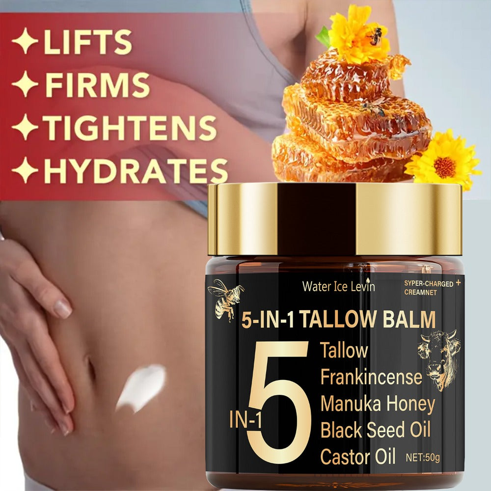 Beef Tallow Moisturizing Cream with Honey & Castor Oil - Deep Hydration Face & Body Cream - Lightweight Skin Nourishing Lotion for Dry Skin - Triple Nourishment Complexion Improving Moisturizer