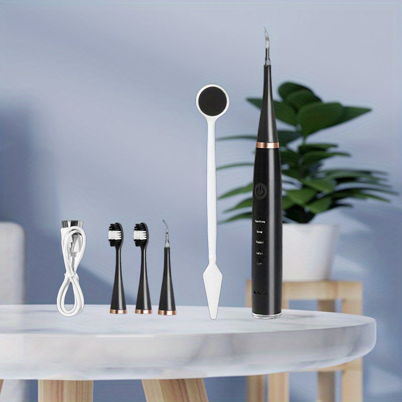 Electric Toothbrush Kit USB Rechargeable - Multi-Accessory Dental Care Set with Travel Case, Replaceable Brush Heads, Portable Oral Hygiene Device for Home & Travel, Gift for Men & Women, Black or White