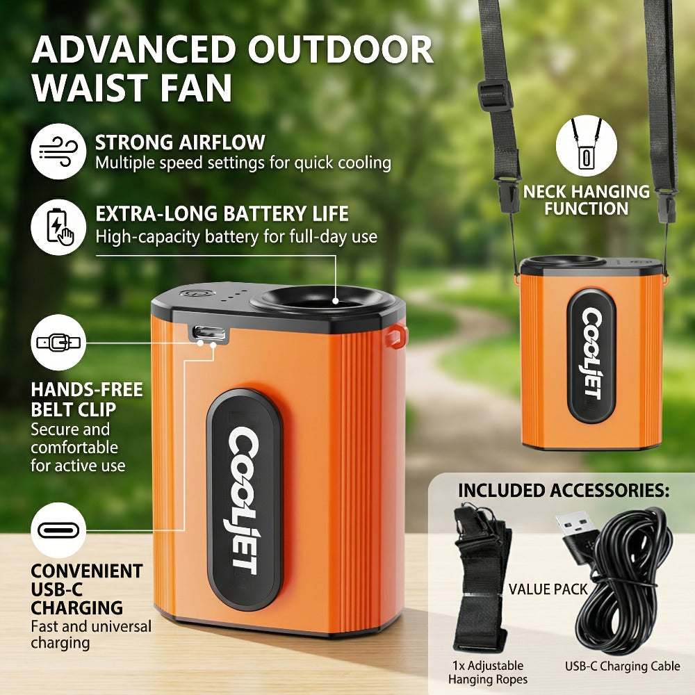 Neck Fan Waist Clip Fan 5000mAh, 18000RPM Powerful Brushless Motor, 4-Speed Portable Personal Fan with LED Battery Indicator, Hands-Free Wearable Fan for Outdoor Work, Camping, Sports and Travel