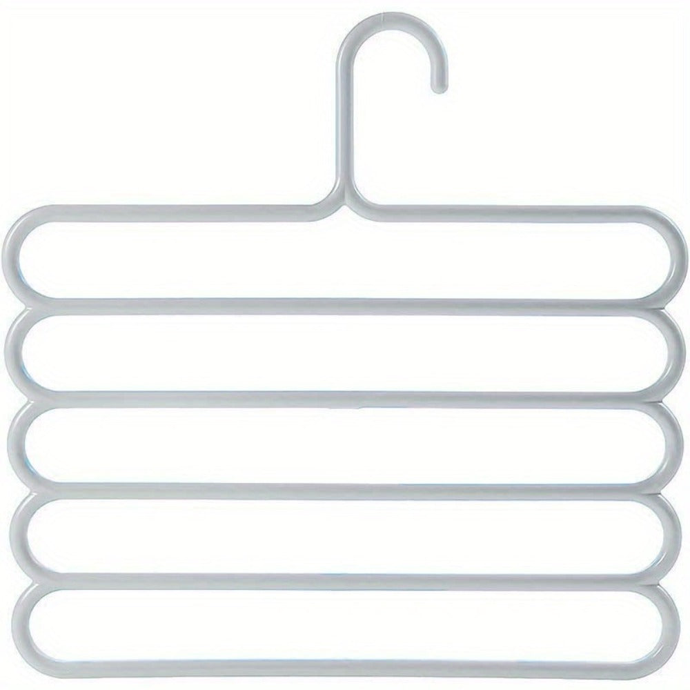 Multi-Layer Pants Hangers Set of 5 ¨C 5-Tier Space Saving Clothes Rack, Slip-Resistant Adjustable Wardrobe Organizer for Pants, Jeans & Clothes, Closet & Laundry Room Storage