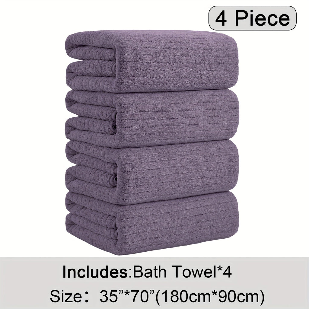 Bath Towels Set 4 Pack 35x70 Inch Oversized Extra Large - Microfiber Super Absorbent Quick Dry XL Bath Sheet Soft Bathroom Towels | 13 Colors | Family Hotel Spa Shower Towel Set Coastal Style