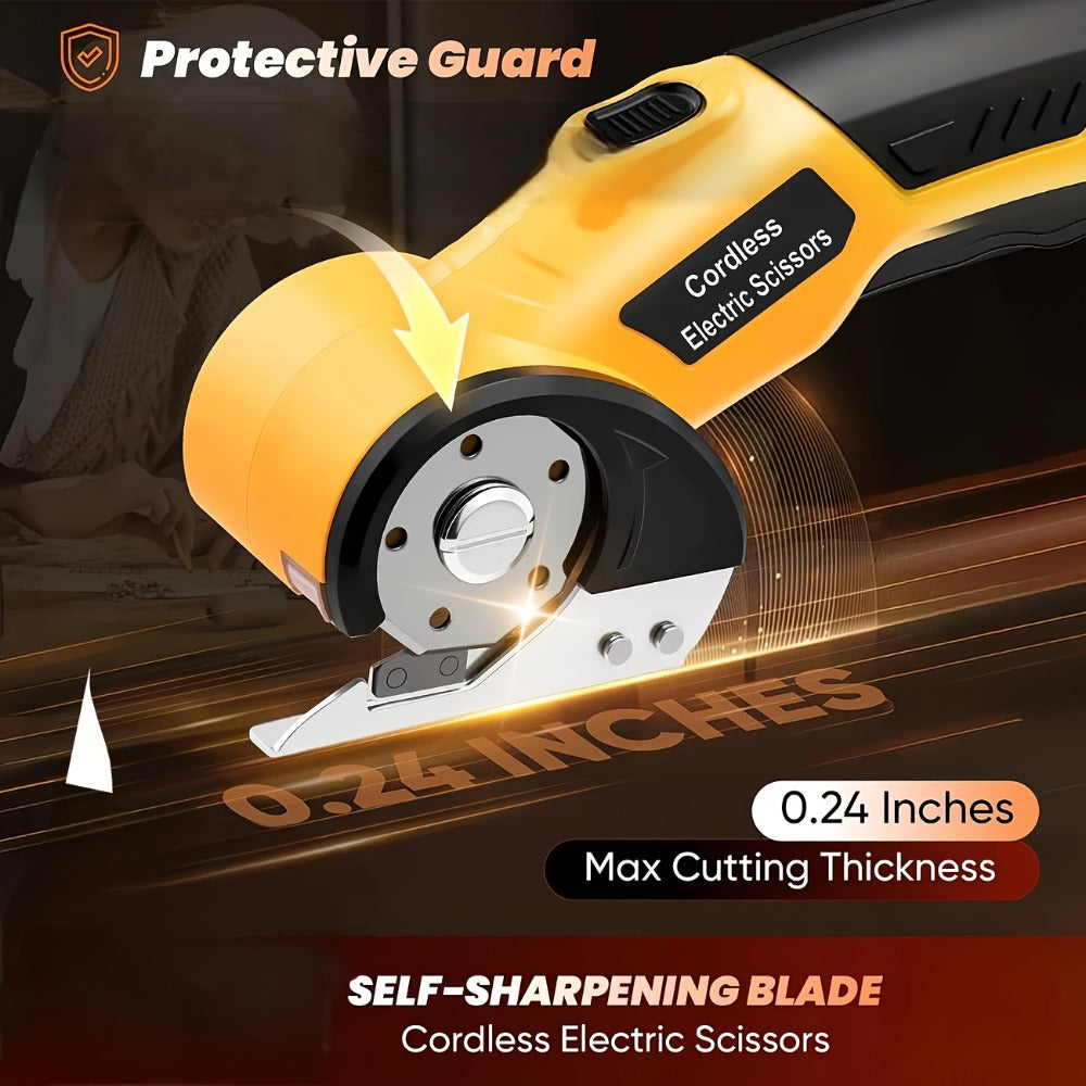 Electric Scissors Rechargeable Cordless - USB-C Charging, Battery Indicator, Portable Power Cutter for Fabric, Leather, Carpet & Cardboard, Handheld Electric Trimmer for Sewing, Crafting & DIY Projects