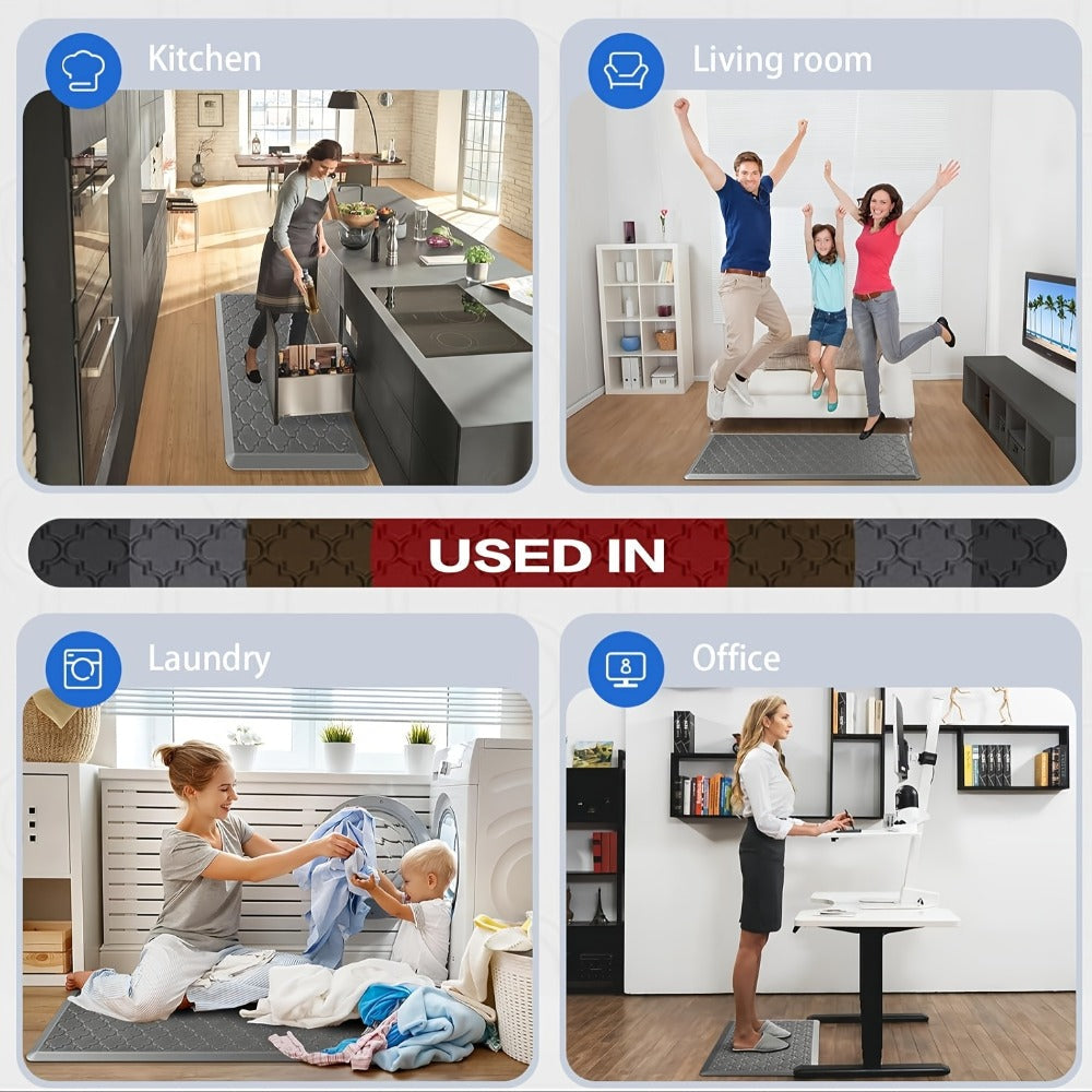 Anti-Fatigue Kitchen Floor Mat ¨C Cushioned PVC Foam Non-Slip Ergonomic Standing Mat for Kitchen, Office, Sink & Laundry, 2 Sizes ¨C Gray & Black