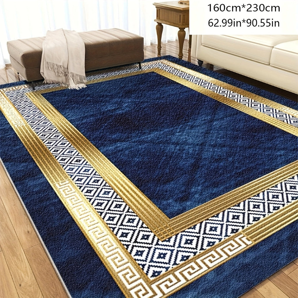 Area Rug Luxury Imitation Cashmere Machine Washable Non-Slip Plaid Checkered for Living Room Bedroom Dining Room Home Office Outdoor Camping
