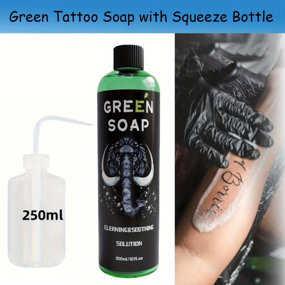 Tattoo Green Soap Kit Cleansing Solution with Squeeze Bottle ¨C Green and Blue Tattoo Soap for Artists, Safe Color Foam Moisturizing Formula, Tattoo Supplies and Accessories Multiple Sizes